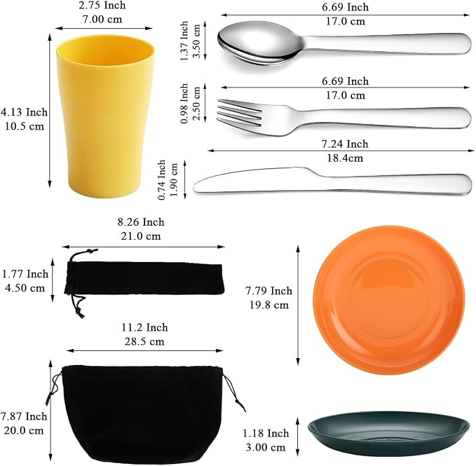 Evanda Camping Cutlery Set, Reusable Light Weight Mug, Plate and Stainless - Image 2