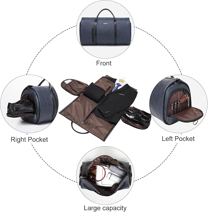 Modoker Convertible Leather Garment Bag, Carry on Garment Bags - Image 4