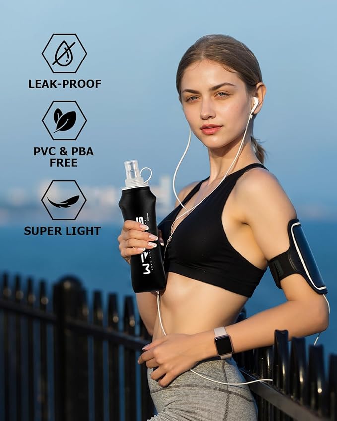 Folding Soft Flask Portable Collapsible Running Lightweight Water Bottle - Image 6