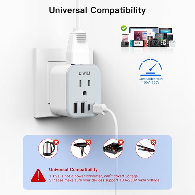 US to India Travel Plug Adapter, Foldable India Power Adapter - Image 3
