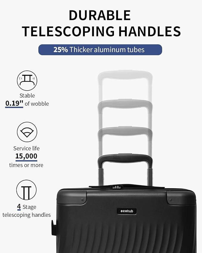 ECOHUB Hardside Expandable Carry On Luggage Sets, Recycled PC 20/24" Rolling - Image 5