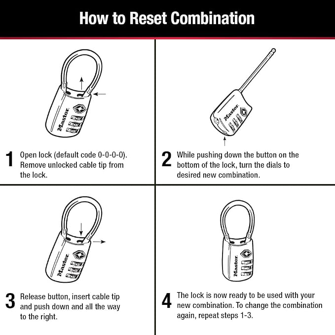 Master Lock Set Your Own Combination TSA Approved Luggage Lock, Travel Zipper - Image 5