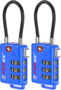 Bright Colors, TSA Approved Cable Luggage Locks 2 Pack Blue, Re-settable by Forge