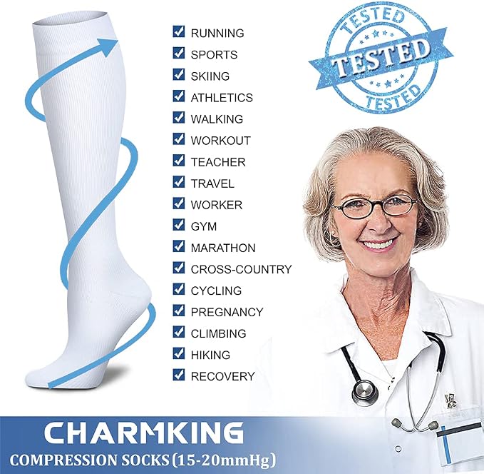 CHARMKING Compression Socks for Women & Men Circulation 15-20 mmHg is Best - Image 4