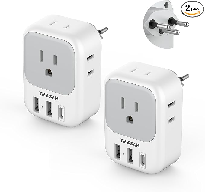 Switzerland Power Adapter 2 Pack, TESSAN Type J Adaptor by TESSAN