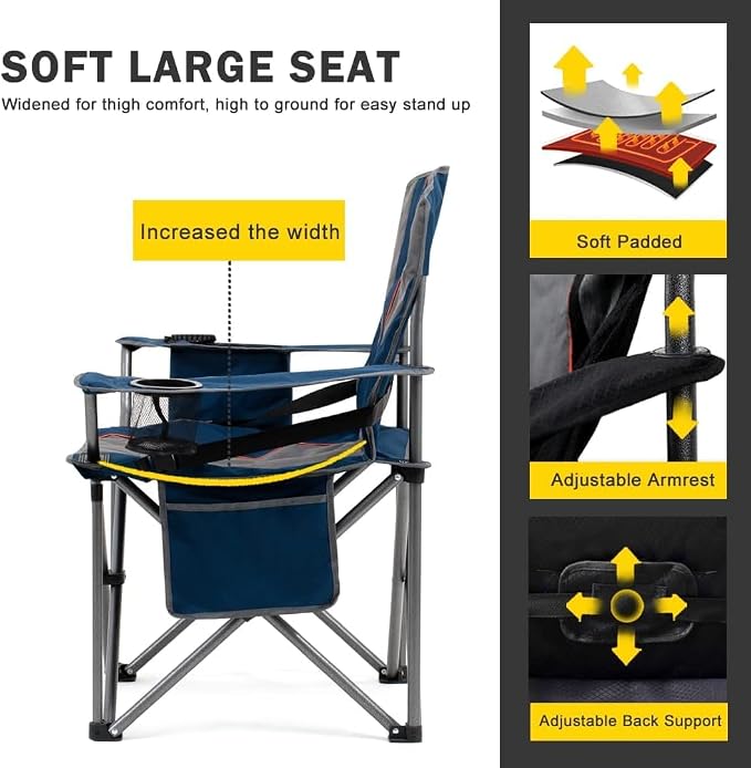 FAIR WIND 2 Pack Oversized Fully Padded Camping Chair - Image 4