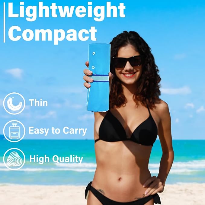 Lightweight Thin Microfiber Beach Towel Sand Free Quick Dry Absorbent Compact - Image 2