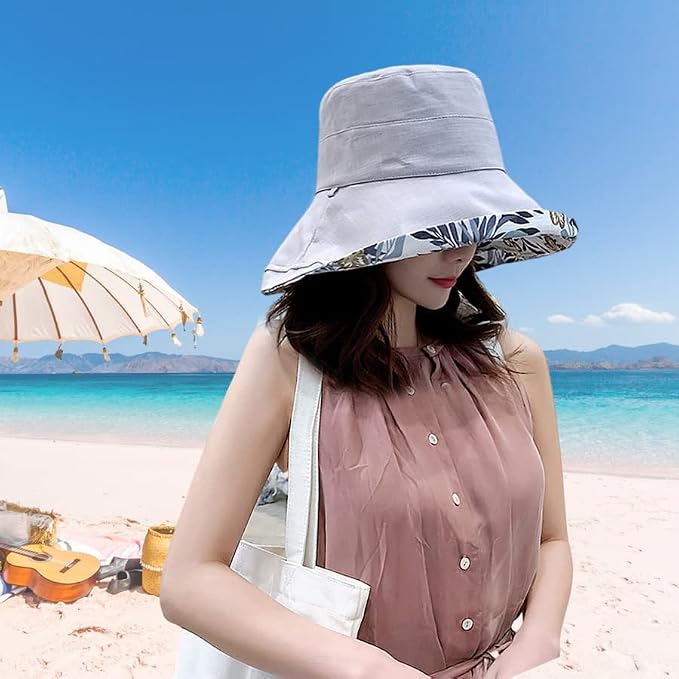 Women Wide Brim Sun Hats Metal Wired Edge Summer UV Protection Beach Fishing Hat - Image 7