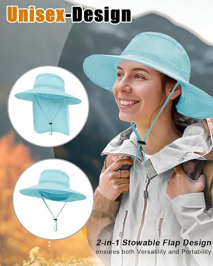 Outdoor Sun Hats with Stowable Neck Flap - Image 4