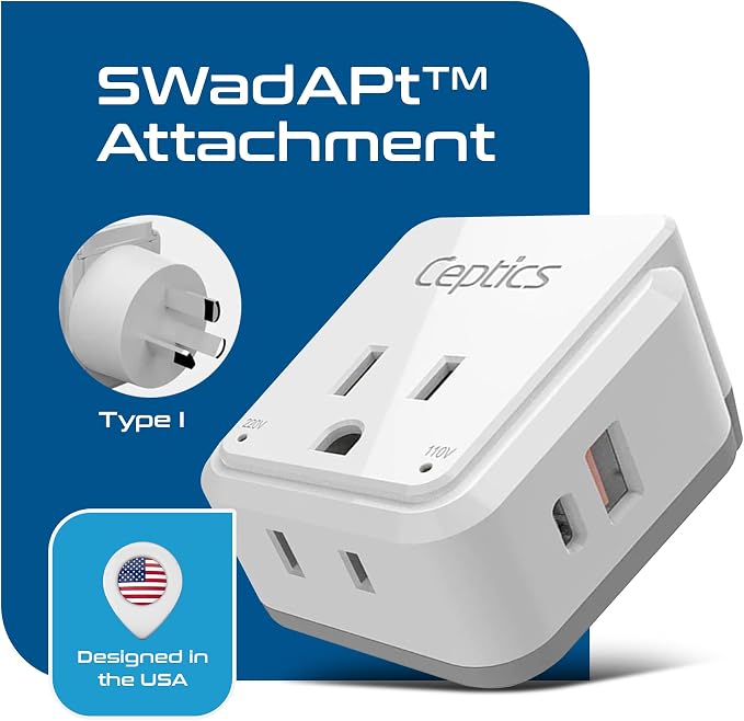 Ceptics Australian Travel Adapter Set, 20W PD & QC, Type I-3.1A - 4 in 1-2 USA - Image 4