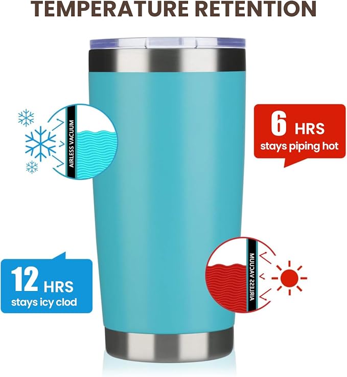 MEWAY 20oz Tumbler 8 Pack Double Wall Vacuum Insulated Travel Mug Bulk - Image 6