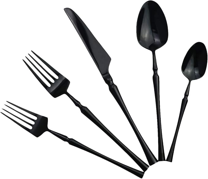 Gugrida 20 piece Black Flatware Set 304 Stainless Steel Fork Spoon Cutlery by Gugrida