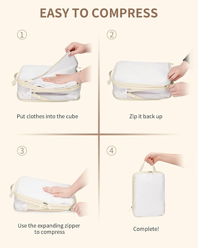 ECOHUB 6 Set Compression Packing Cubes, Lightweight Beach Vacation Travel - Image 6