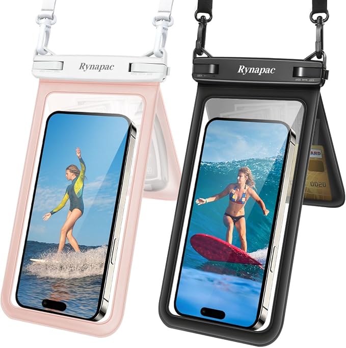 Double Space Waterproof Phone Pouch, 2 Pack Waterproof Phone Case by Rynapac