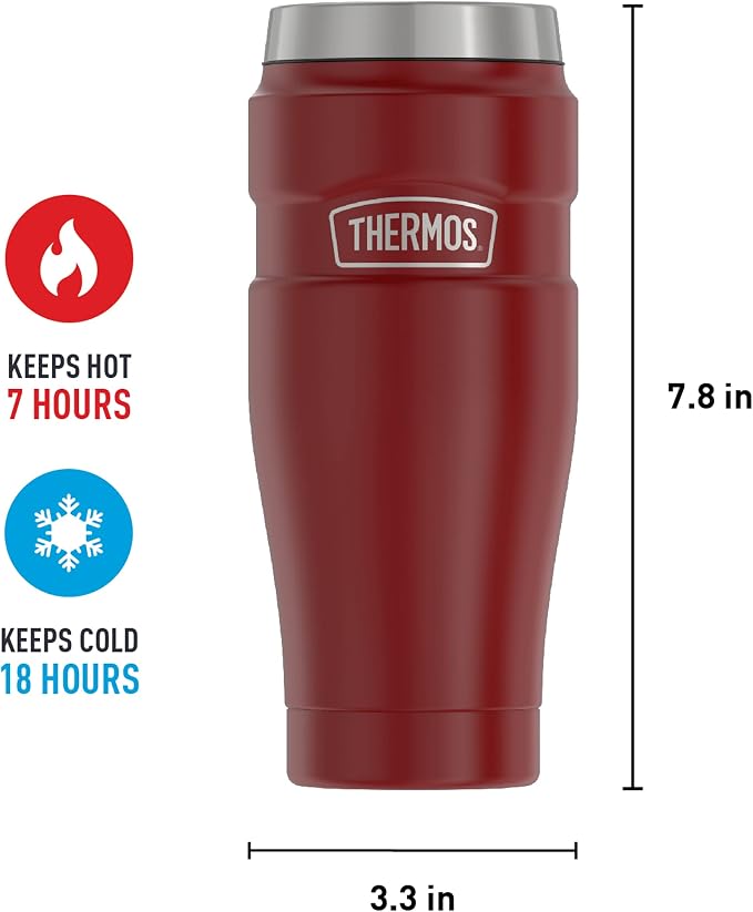 THERMOS Stainless King Vacuum-Insulated Travel Tumbler, 16 Ounce, Rustic Red - Image 6