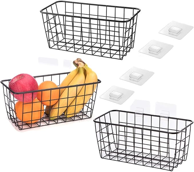 3 Set LeleCAT Adhesive Over the Cabinet Door Wire Baskets by LeleCAT