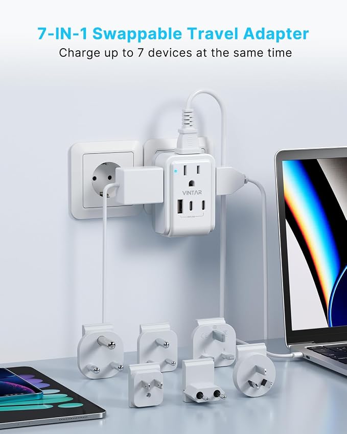 VINTAR Universal Travel Adapter Kit, 5ft Detachable Extension Cord - Image 3