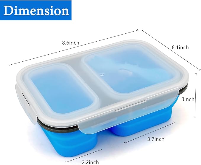 2 Compartments Collapsible Airtight Bento Box - Image 2