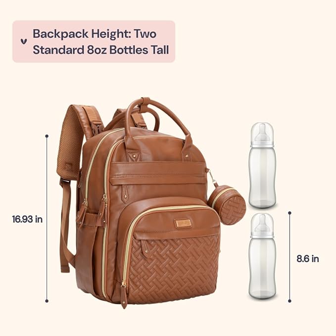 BabbleRoo Leather Diaper Bag Backpack - Image 2
