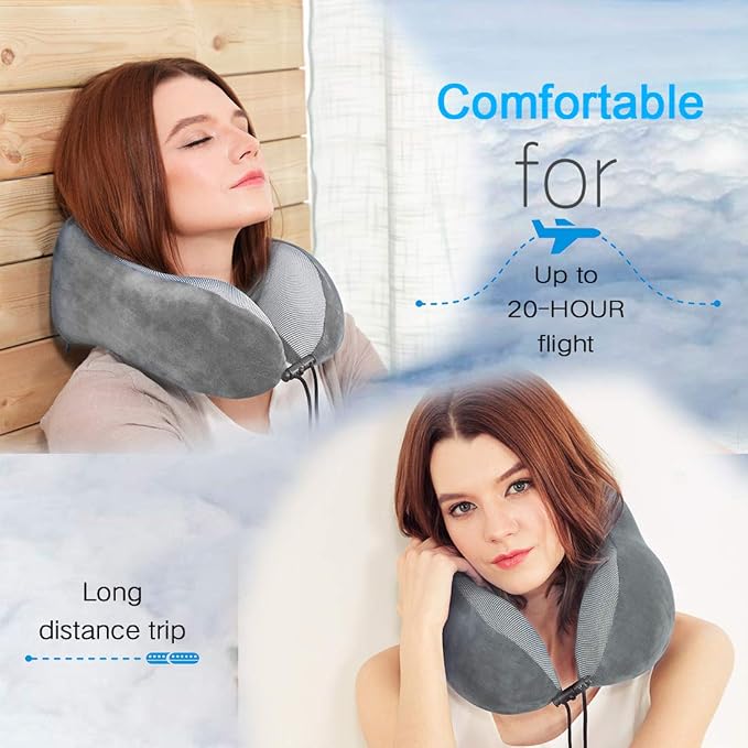 Travel Pillow, Best Memory Foam Neck Pillow Head Support Soft Pillow - Image 2