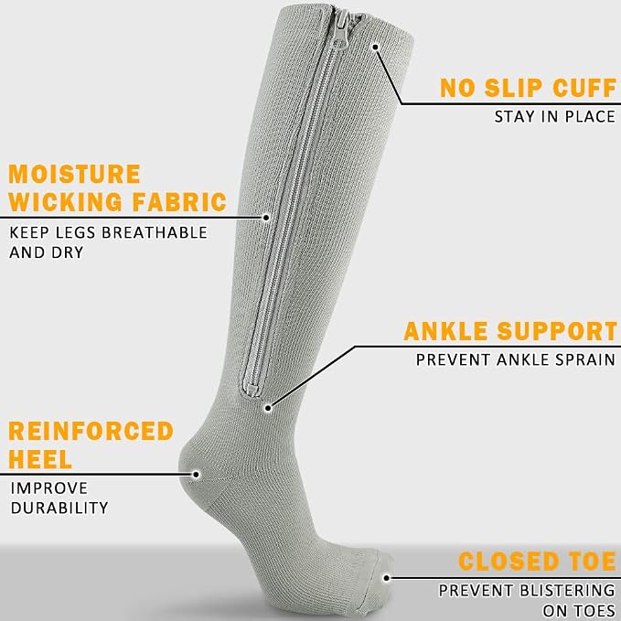 CASMON 2 Pairs Zipper Compression Socks - Image 3
