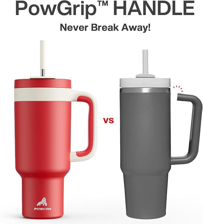 POWCAN 40 oz Tumbler with Handle, 2-in-1 Straw and Sip Lid, Dishwasher Safe - Image 3