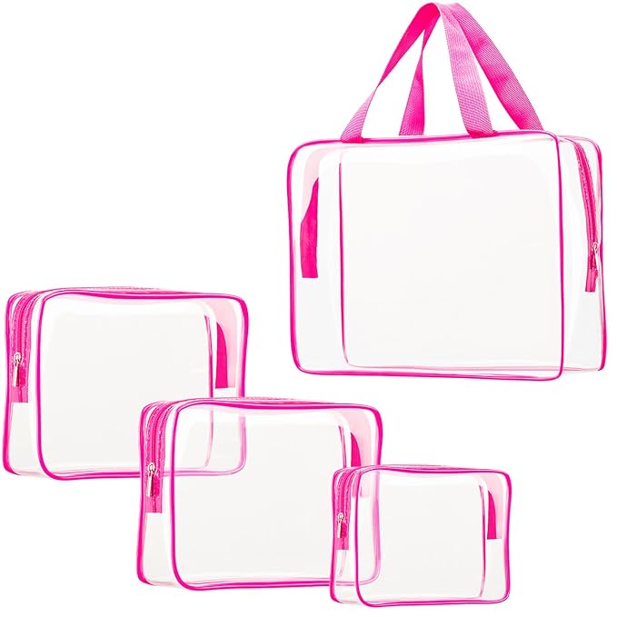 4Pcs Crystal Clear PVC Travel Toiletry Bag Kit by ROYBENS
