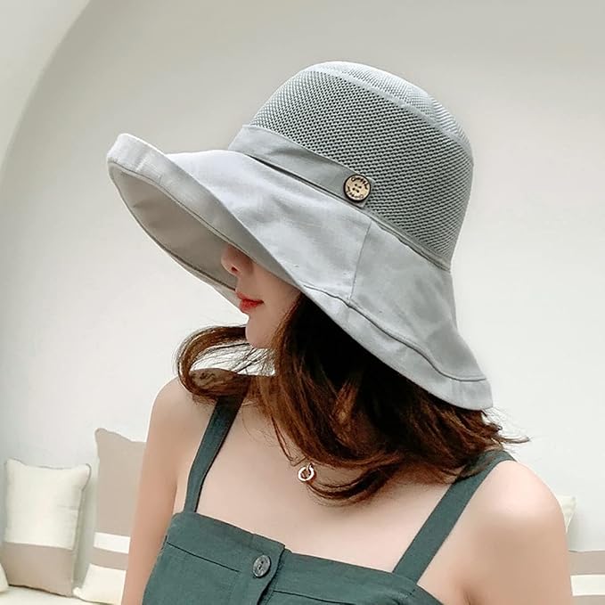 Women Wide Brim Sun Hats Metal Wired Edge Summer UV Protection Beach Fishing Hat - Image 2