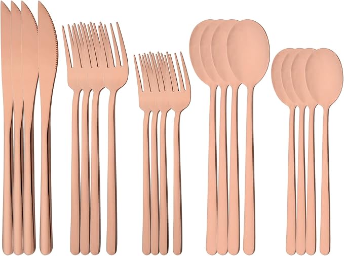 20 Pieces Silverware Set 304 Stainless Steel, Healthy & Eco-Friendly Silver by Uniturcky