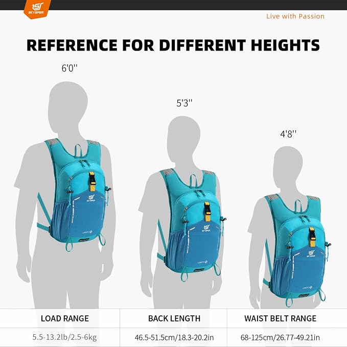 SKYSPER Small Hiking Backpack - 15L Travel Daypack Lightweight Bag Water - Image 2