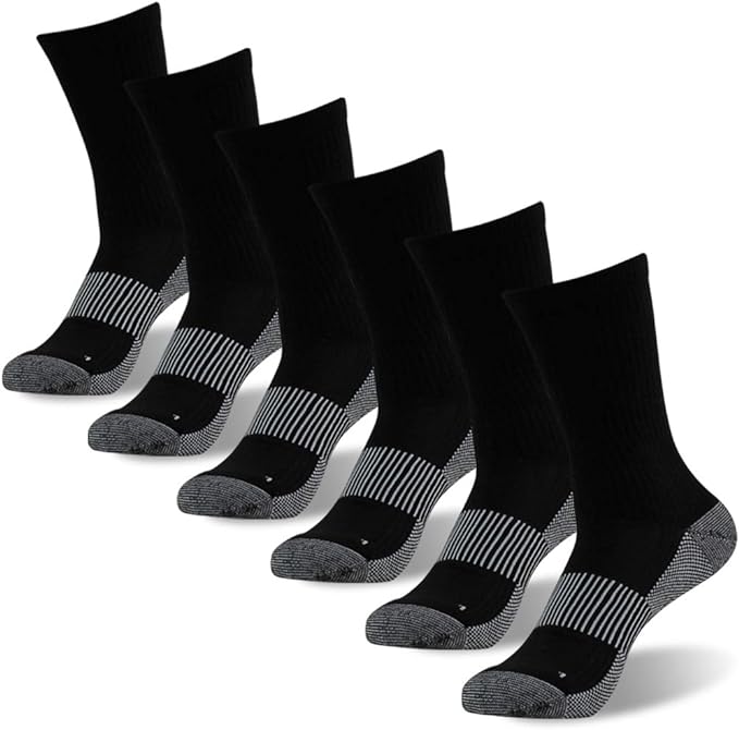 FOOTPLUS Hiking Copper Compression Socks, Unisex Cushioned Sole Arch Support by FOOTPLUS