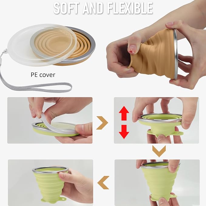 JBER Silicone Collapsible Travel Cup, Silicone Folding Camping Cup - Image 5
