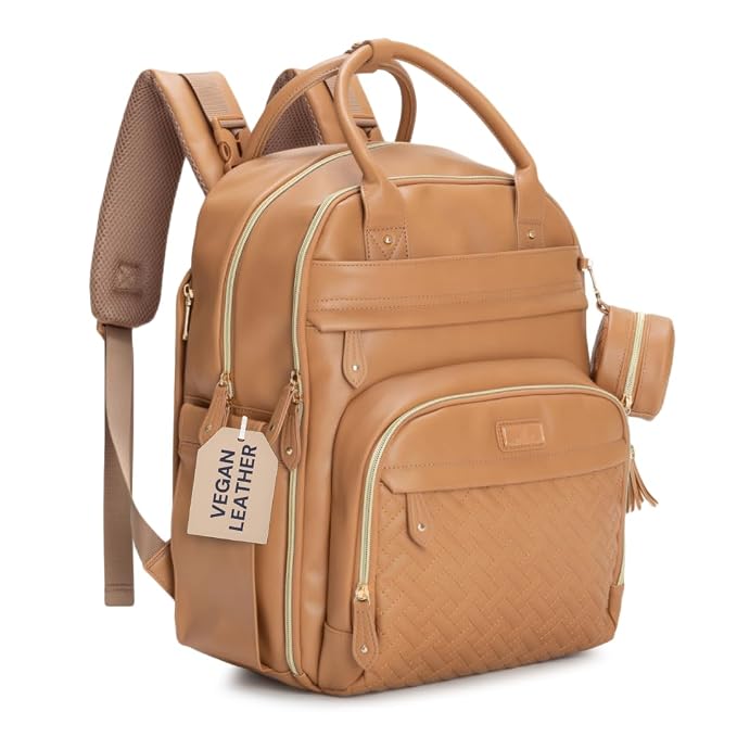 BabbleRoo Leather Diaper Bag Backpack by BabbleRoo