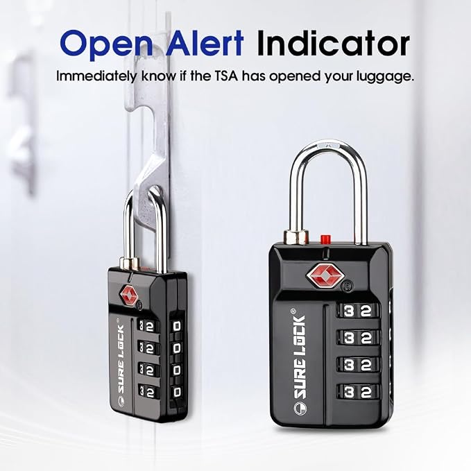 SURE LOCK TSA Approved 4-Digit Resettable Combination Luggage Locks - Image 8