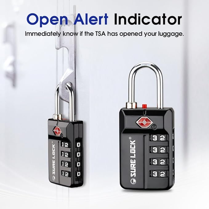 SURE LOCK TSA Approved 4-Digit Resettable Combination Luggage Lock - Image 3