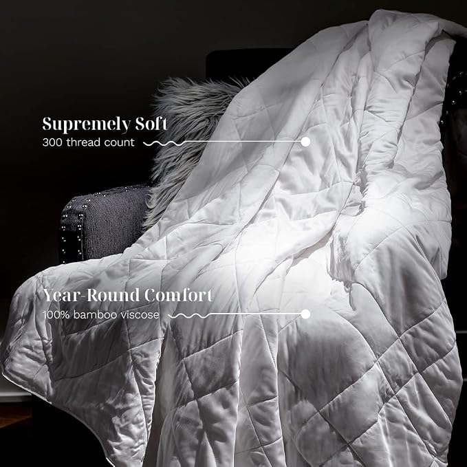 LUXOME Lightweight Blanket | 100% Rayon from Bamboo Fabric & Fill | Full/Queen - Image 3