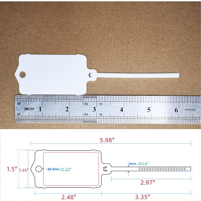 100pcs Reusable Blank Plastic Tags Ties Key Tags 1.45"*2.48" Serrated Tension - Image 3