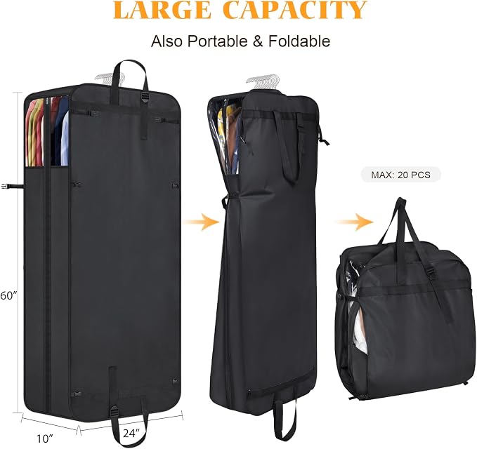 Univivi Hanging Garment Bag for Travel, Extra Capacity Hanging Clothes Bag for - Image 2