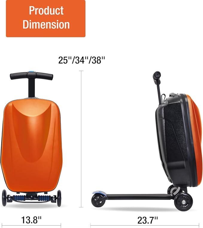 20" Scooter Suitcase for Kids, 2-in-1 Ride On Luggage - Image 7