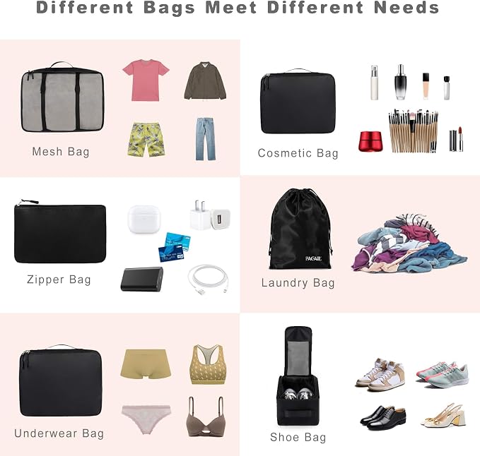 BAGAIL 8 Set Packing Cubes Luggage Packing Organizers - Image 5