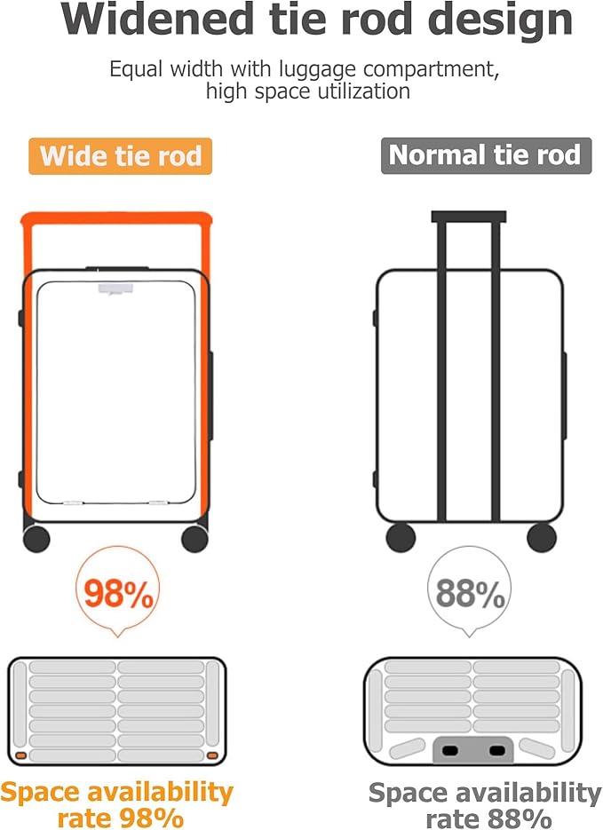 feilario 20'' Aluminum Frame Wide Handle PC Hardside Carry On Luggage - Image 2