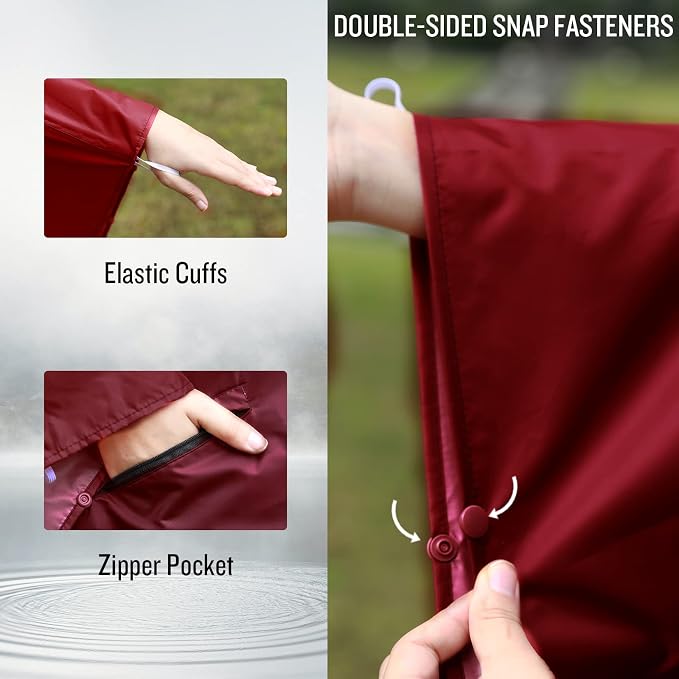 SaphiRose Rain Poncho Jacket Coat Hooded - Image 4