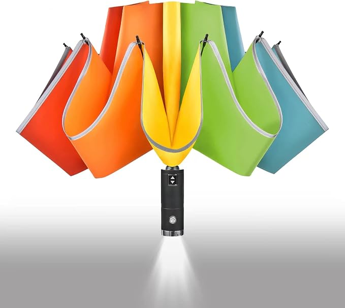 Lejorain Inverted Rainbow LED Umbrella by Lejorain