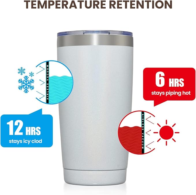 MEWAY 20oz Tumbler 8 Pack Double Wall Vacuum Insulated Travel Glitter Mug Bulk - Image 6