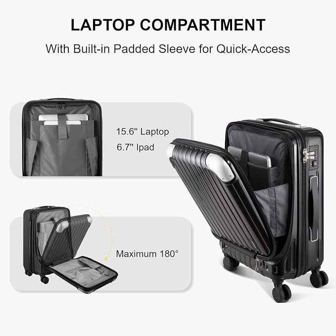 LEVEL8 Grace Carry on Luggage, 20 Inch Hard Shell Suitcases - Image 3