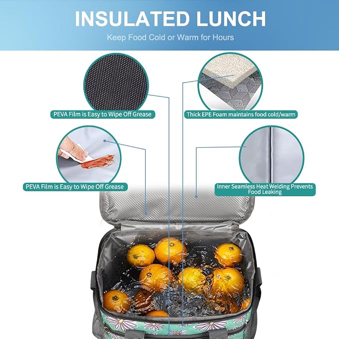 iknoe Large Foldable Cooler Bag, 8.5L Insulated Lunch Bag, Leakproof Lunch - Image 6