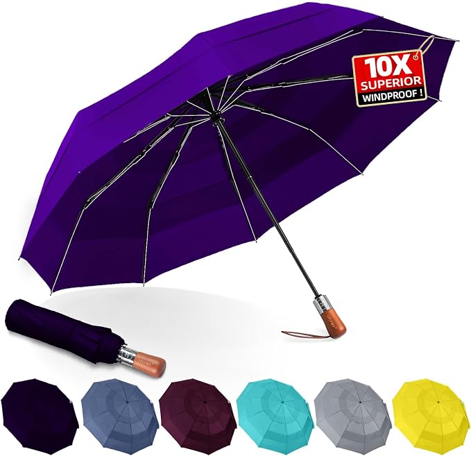 3T Wind Armor Travel Umbrella Compact Easy Auto Open Close Folding Umbrellas by LFLFWY
