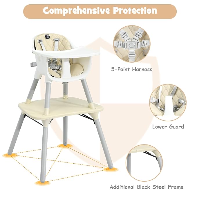 BABY JOY High Chair, 5 in 1 Convertible Highchair - Image 3