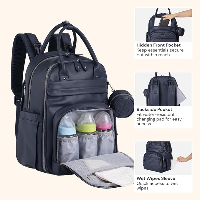 BabbleRoo Leather Diaper Bag Backpack - Image 6