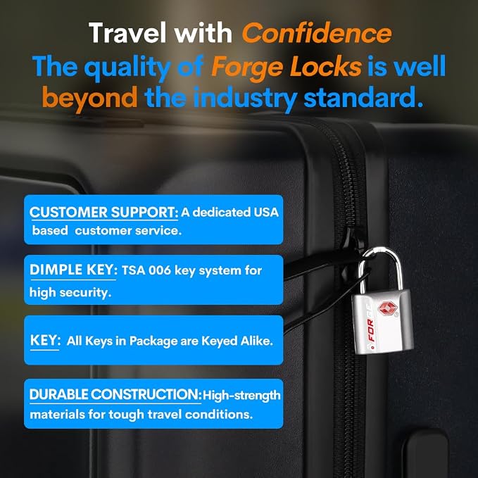 TSA Approved Luggage Locks, Ultra-Secure Dimple Key Travel Locks - Image 4